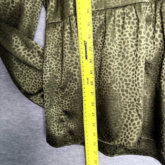 Andree by Unit size Large in a rich olive satin with subtle animal print texture - Picture 7 of 7